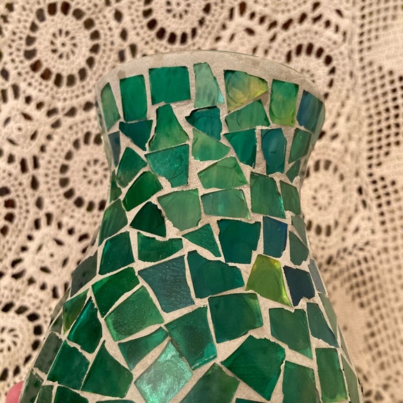 Green Mosaic Tile Style Craft Vase - Picture 2 of 13